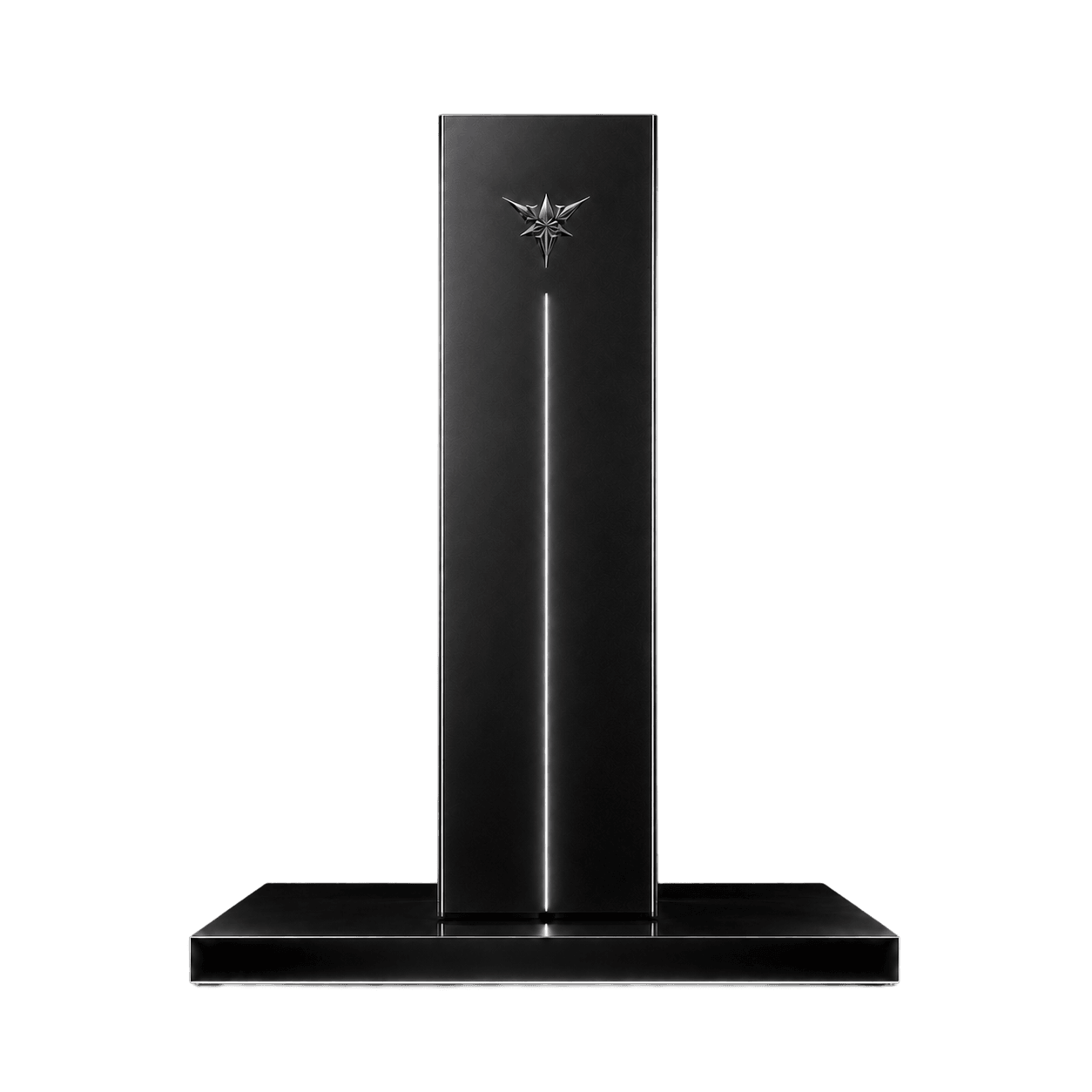 ARC Yotta front elevation: the full tower on its base, with the platinum emblem and vertical light signature